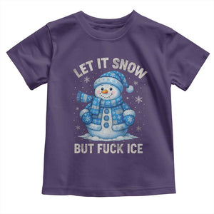 Anti ICE Christmas Toddler T Shirt Retro Blue Snowman Let It Snow But Fuck Ice TS10 Purple Print Your Wear