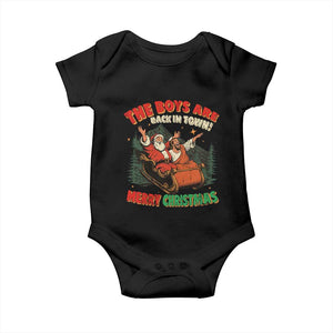 The Boys Are Back in Town Christmas Baby Onesie Funny Santa Jesus TS10 Black Print Your Wear