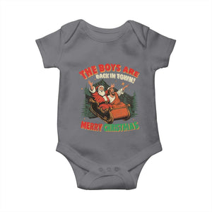 The Boys Are Back in Town Christmas Baby Onesie Funny Santa Jesus TS10 Charcoal Print Your Wear