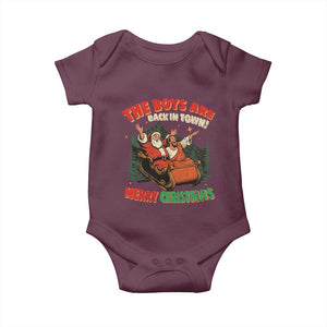 The Boys Are Back in Town Christmas Baby Onesie Funny Santa Jesus TS10 Maroon Print Your Wear