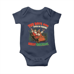 The Boys Are Back in Town Christmas Baby Onesie Funny Santa Jesus TS10 Navy Print Your Wear