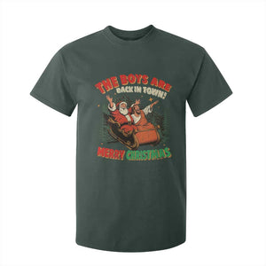 The Boys Are Back in Town Christmas T Shirt For Kid Funny Santa Jesus TS10 Dark Forest Green Print Your Wear