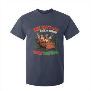 The Boys Are Back in Town Christmas T Shirt For Kid Funny Santa Jesus TS10 Navy Print Your Wear