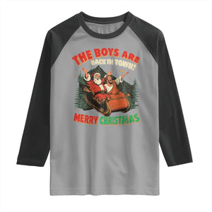 The Boys Are Back in Town Christmas Raglan Shirt Funny Santa Jesus TS10 Sport Gray Black Print Your Wear