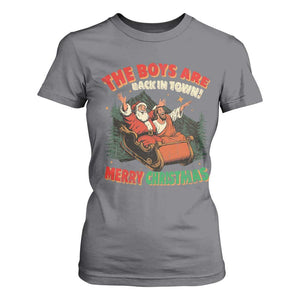 The Boys Are Back in Town Christmas T Shirt For Women Funny Santa Jesus TS10 Charcoal Print Your Wear