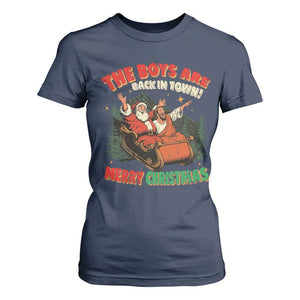 The Boys Are Back in Town Christmas T Shirt For Women Funny Santa Jesus TS10 Navy Print Your Wear