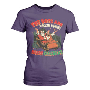 The Boys Are Back in Town Christmas T Shirt For Women Funny Santa Jesus TS10 Purple Print Your Wear