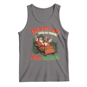 The Boys Are Back in Town Christmas Tank Top Funny Santa Jesus TS10 Deep Heather Print Your Wear