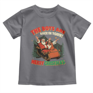 The Boys Are Back in Town Christmas Toddler T Shirt Funny Santa Jesus TS10 Charcoal Print Your Wear