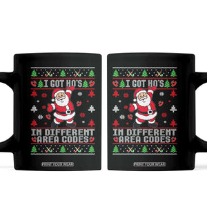 Funny Santa Ugly Christmas Coffee Mug I Got Hos in Different Area Codes TS10 Black Print Your Wear