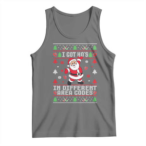 Funny Santa Ugly Christmas Tank Top I Got Hos in Different Area Codes TS10 Black Heather Print Your Wear