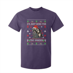 Funny Raccoon Ugly Christmas T Shirt For Kid I'm Just Here for The Snacks Cute Trash Panda TS10 Purple Print Your Wear