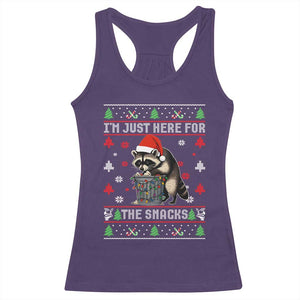 Funny Raccoon Ugly Christmas Racerback Tank Top I'm Just Here for The Snacks Cute Trash Panda TS10 Purple Print Your Wear