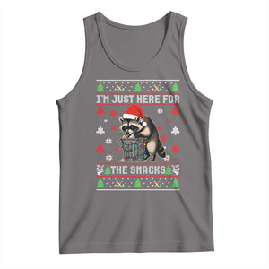 Funny Raccoon Ugly Christmas Tank Top I'm Just Here for The Snacks Cute Trash Panda TS10 Deep Heather Print Your Wear