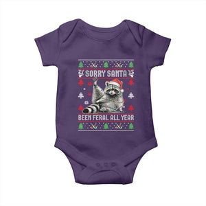 Funny Raccoon Ugly Christmas Baby Onesie Cute Trash Panda Sorry Santa Been Feral All Year TS10 Purple Print Your Wear