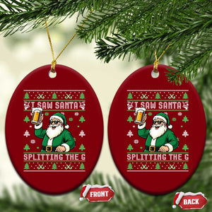 Funny Santa Ugly Christmas Ceramic Ornament Drinking Beer Splitting G Inappropriate Adult Humor TS10 Print Your Wear