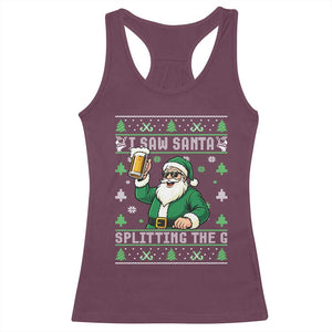 Funny Santa Ugly Christmas Racerback Tank Top Drinking Beer Splitting G Inappropriate Adult Humor TS10 Maroon Print Your Wear