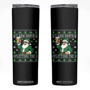 Funny Santa Ugly Christmas Skinny Tumbler Drinking Beer Splitting G Inappropriate Adult Humor TS10 Black Print Your Wear