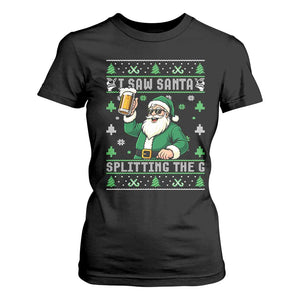 Funny Santa Ugly Christmas T Shirt For Women Drinking Beer Splitting G Inappropriate Adult Humor TS10 Black Print Your Wear