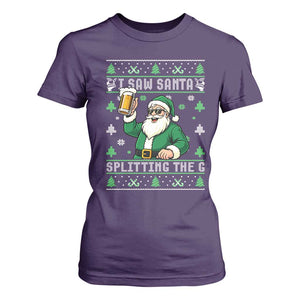 Funny Santa Ugly Christmas T Shirt For Women Drinking Beer Splitting G Inappropriate Adult Humor TS10 Purple Print Your Wear