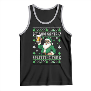 Funny Santa Ugly Christmas Tank Top Drinking Beer Splitting G Inappropriate Adult Humor TS10 Black Athletic Heather Print Your Wear