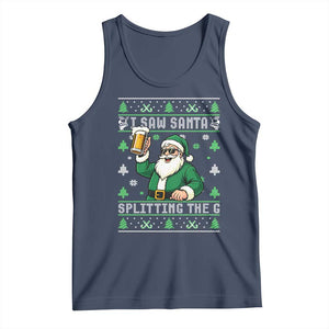Funny Santa Ugly Christmas Tank Top Drinking Beer Splitting G Inappropriate Adult Humor TS10 Navy Print Your Wear