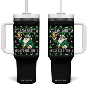 Funny Santa Ugly Christmas Tumbler With Handle Drinking Beer Splitting G Inappropriate Adult Humor TS10 One Size: 40 oz Black Print Your Wear