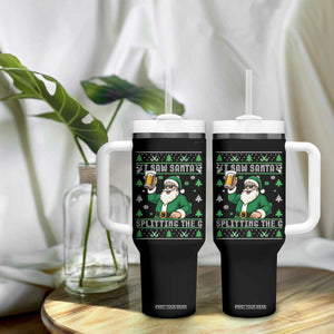 Funny Santa Ugly Christmas Tumbler With Handle Drinking Beer Splitting G Inappropriate Adult Humor TS10 Print Your Wear