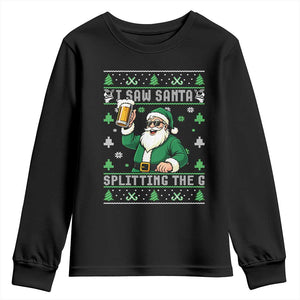 Funny Santa Ugly Christmas Youth Sweatshirt Drinking Beer Splitting G Inappropriate Adult Humor TS10 Black Print Your Wear