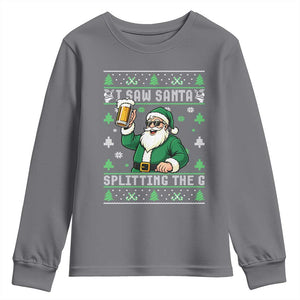 Funny Santa Ugly Christmas Youth Sweatshirt Drinking Beer Splitting G Inappropriate Adult Humor TS10 Charcoal Print Your Wear