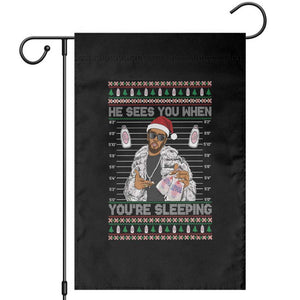 Funny Christmas Diddy Garden Flag Diddy Sees You When Youre Sleeping Ugly Xmas TS10 Black Print Your Wear