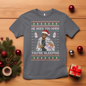 Funny Christmas Diddy T Shirt Diddy Sees You When Youre Sleeping Ugly Xmas TS10 Charcoal Print Your Wear