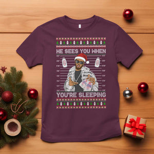 Funny Christmas Diddy T Shirt Diddy Sees You When Youre Sleeping Ugly Xmas TS10 Maroon Print Your Wear