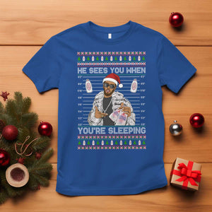 Funny Christmas Diddy T Shirt Diddy Sees You When Youre Sleeping Ugly Xmas TS10 Royal Blue Print Your Wear