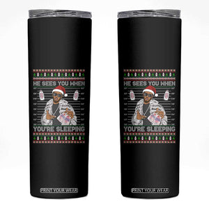 Funny Christmas Diddy Skinny Tumbler Diddy Sees You When Youre Sleeping Ugly Xmas TS10 Black Print Your Wear