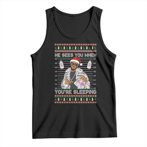 Funny Christmas Diddy Tank Top Diddy Sees You When Youre Sleeping Ugly Xmas - Print Your Wear