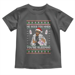 Funny Christmas Diddy Toddler T Shirt Diddy Sees You When Youre Sleeping Ugly Xmas TS10 Dark Heather Print Your Wear