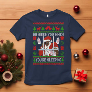 Funny Christmas Diddy T Shirt Diddy Sees You When Youre Sleeping Dirty Ugly Xmas TS10 Navy Print Your Wear