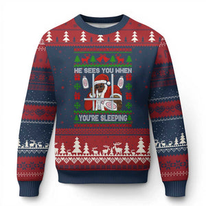 Funny Xmas Diddy Ugly Christmas Sweater Diddy Sees You When Youre Sleeping Dirty Ugly Xmas TS10 Navy Red Print Your Wear