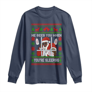 Funny Christmas Diddy Long Sleeve Shirt Diddy Sees You When Youre Sleeping Dirty Ugly Xmas TS10 Navy Print Your Wear