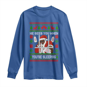 Funny Christmas Diddy Long Sleeve Shirt Diddy Sees You When Youre Sleeping Dirty Ugly Xmas TS10 Royal Blue Print Your Wear