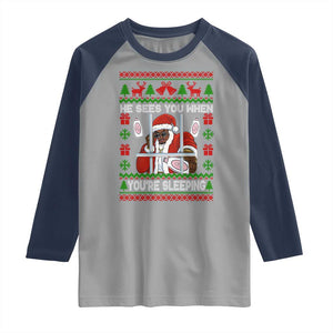 Funny Christmas Diddy Raglan Shirt Diddy Sees You When Youre Sleeping Dirty Ugly Xmas TS10 Sport Gray Navy Print Your Wear