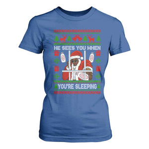 Funny Christmas Diddy T Shirt For Women Diddy Sees You When Youre Sleeping Dirty Ugly Xmas TS10 Royal Blue Print Your Wear
