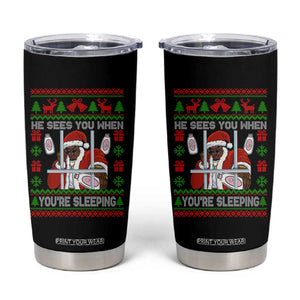 Funny Christmas Diddy Tumbler Cup Diddy Sees You When Youre Sleeping Dirty Ugly Xmas TS10 Black Print Your Wear