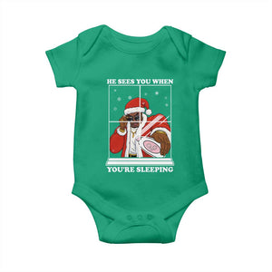 Funny Christmas Diddy Baby Onesie He Sees You When Youre Sleeping Dirty Ugly Xmas TS10 Irish Green Print Your Wear