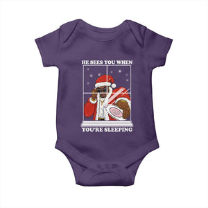 Funny Christmas Diddy Baby Onesie He Sees You When Youre Sleeping Dirty Ugly Xmas TS10 Purple Print Your Wear