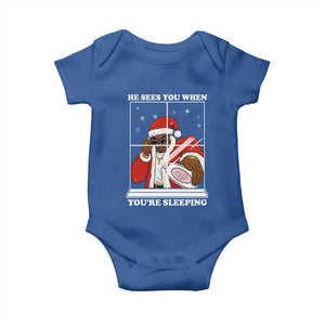 Funny Christmas Diddy Baby Onesie He Sees You When Youre Sleeping Dirty Ugly Xmas TS10 Royal Blue Print Your Wear