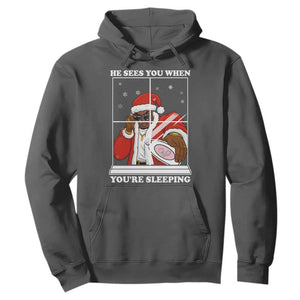 Funny Christmas Diddy Hoodie He Sees You When Youre Sleeping Dirty Ugly Xmas TS10 Dark Heather Print Your Wear