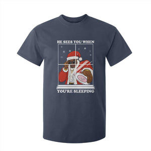 Funny Christmas Diddy T Shirt For Kid He Sees You When Youre Sleeping Dirty Ugly Xmas TS10 Navy Print Your Wear