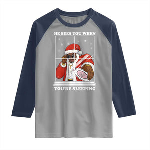 Funny Christmas Diddy Raglan Shirt He Sees You When Youre Sleeping Dirty Ugly Xmas TS10 Sport Gray Navy Print Your Wear